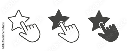 Hand click star icon. Vector illustration isolated on white.