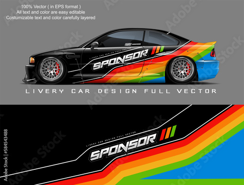 car livery design vector. Graphic abstract stripe racing background designs for wrap
