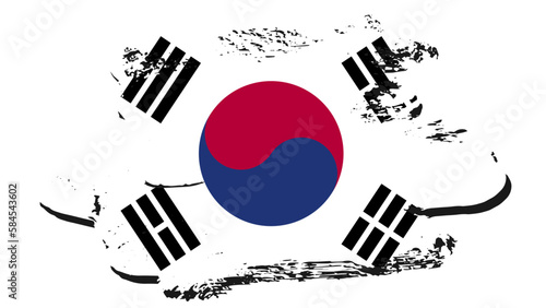 Art Illustration design nation flag with ripped effect sign symbol country of  South Korea