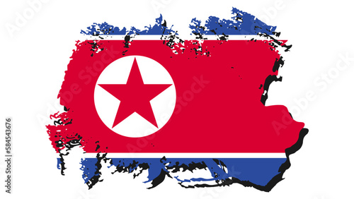 Art Illustration design nation flag with ripped effect sign symbol country of North Korea