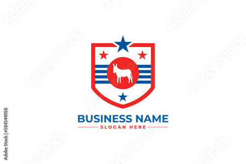 Political campaign logo design with shield horses ass
