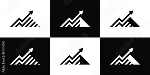 logo design creative mountain and arrow financial icon vector illustration 11