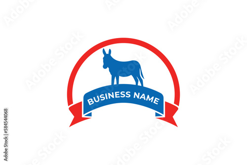 Political campaign logo design with flag and horses or ass with circle