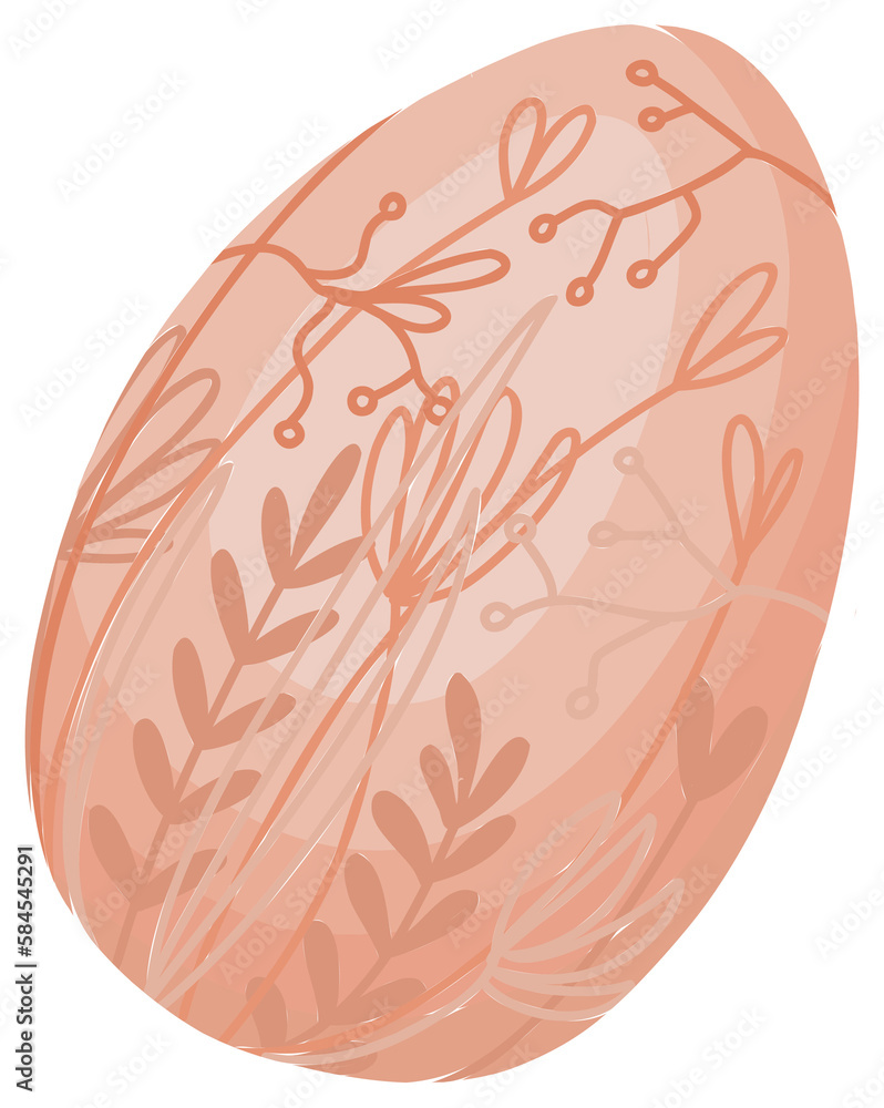 beautiful painted Easter egg. beige egg with botanical ornament. beautiful painted Easter egg. beige egg with botanical ornament.