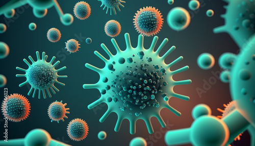3d medical background with abstract virus cells background