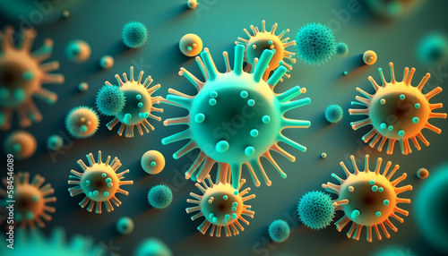 3d medical background with abstract virus cells background