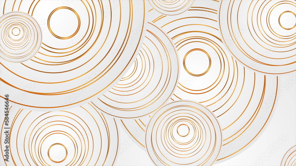Grey and golden circles abstract luxury geometric background
