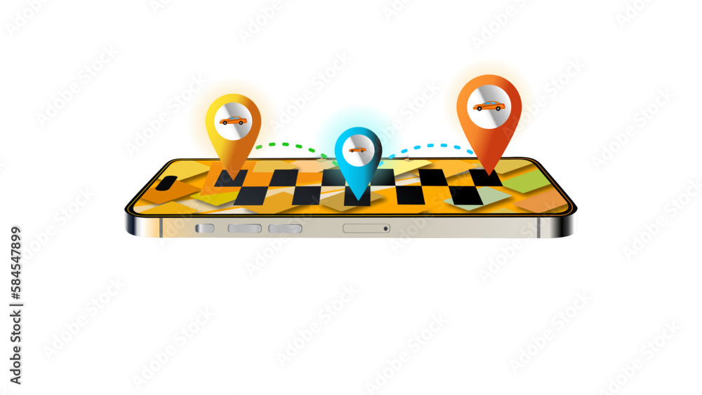 abstract illustration of taxi app for smartphone