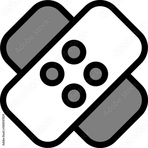 The bandage icon typically depicts a strip of white cloth wrapped around a part of the body, symbolizing a medical dressing used to cover and protect wounds