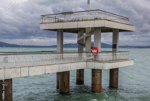 Pier in Burgas city on Black Sea shore, Bulgaria