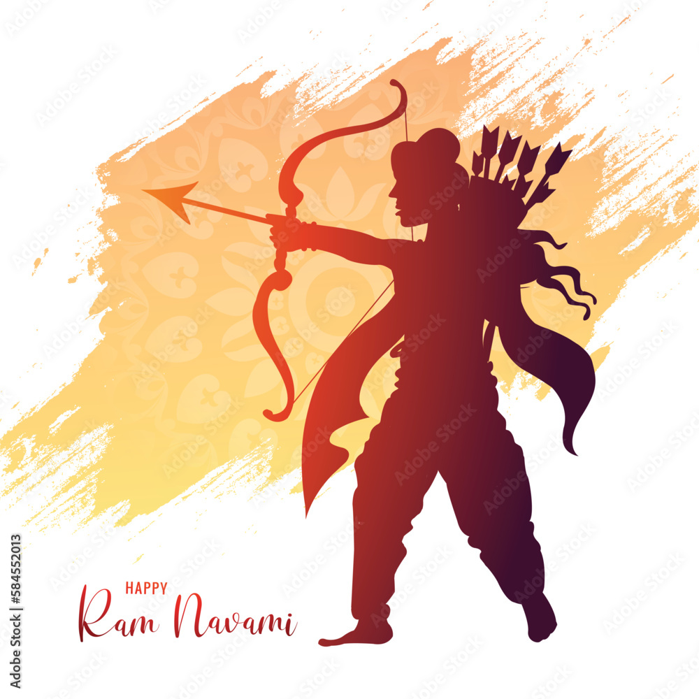 Shri ram navami celebration greeting card hindu festival background