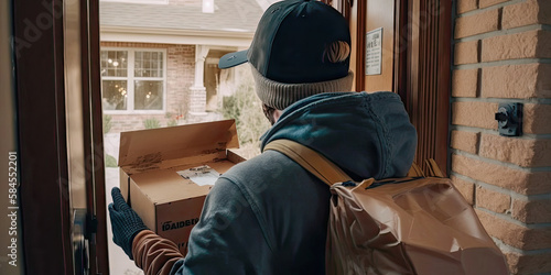 A burglar steals a box from a house - Generative AI