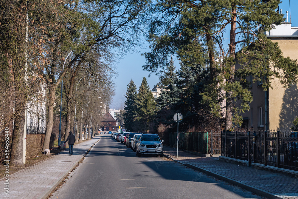 View on Skoczynski Street in Stalowa Wola city, Poland