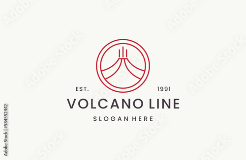 Volcano mountain logo. Simple of volcano mountain vector logo line style .