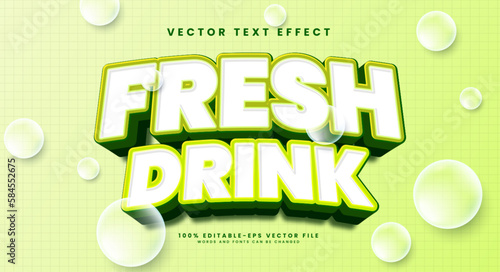 Fresh drink text effect with bubbles in the background