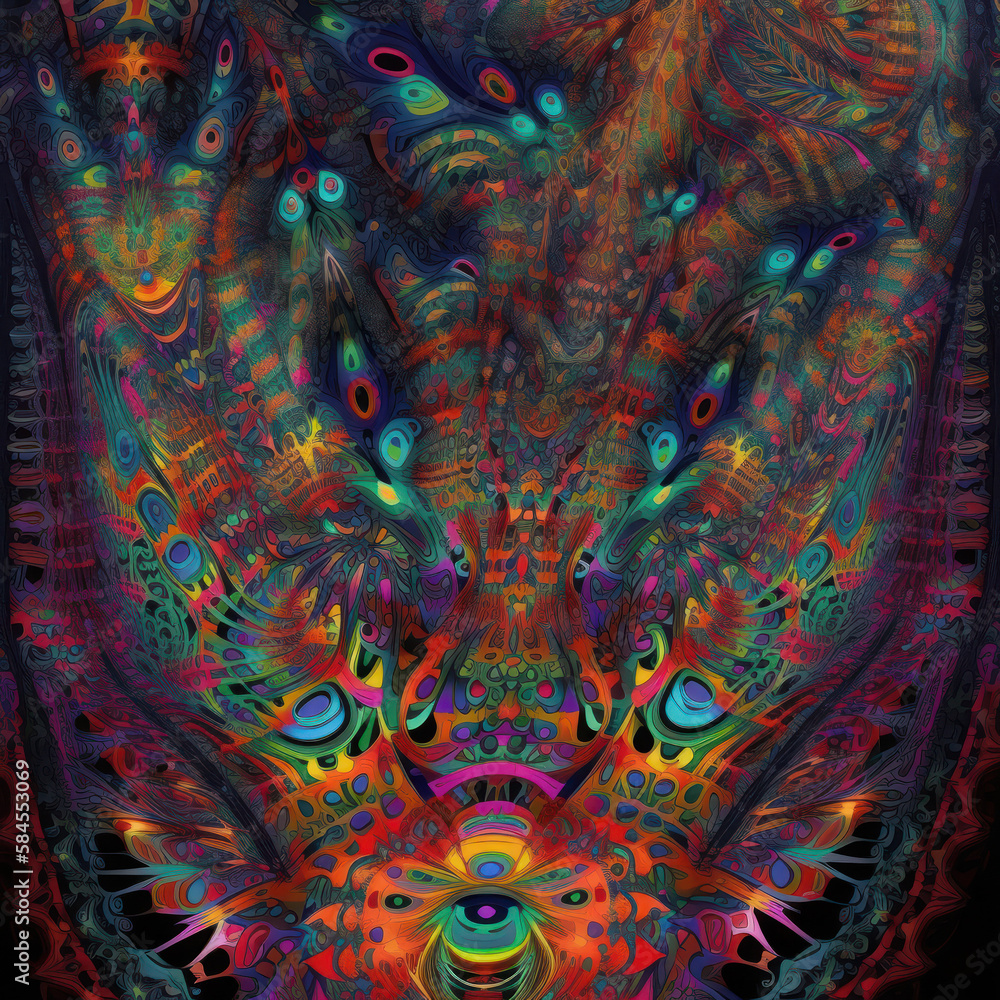Psychedelic Pointillism, Abstract, AI Psychedelic Pointillism, Abstract, AI