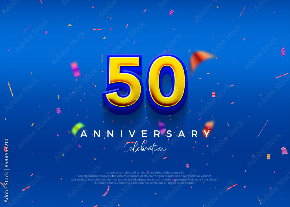 50th Anniversary, in luxurious blue. Premium vector background for greeting and celebration.