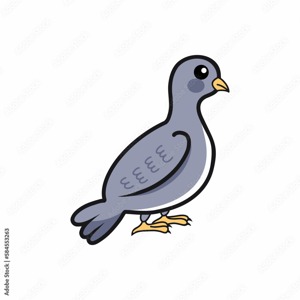 Fototapeta premium Cute pigeon on white background. Vector illustration for child. Doodle style bird.