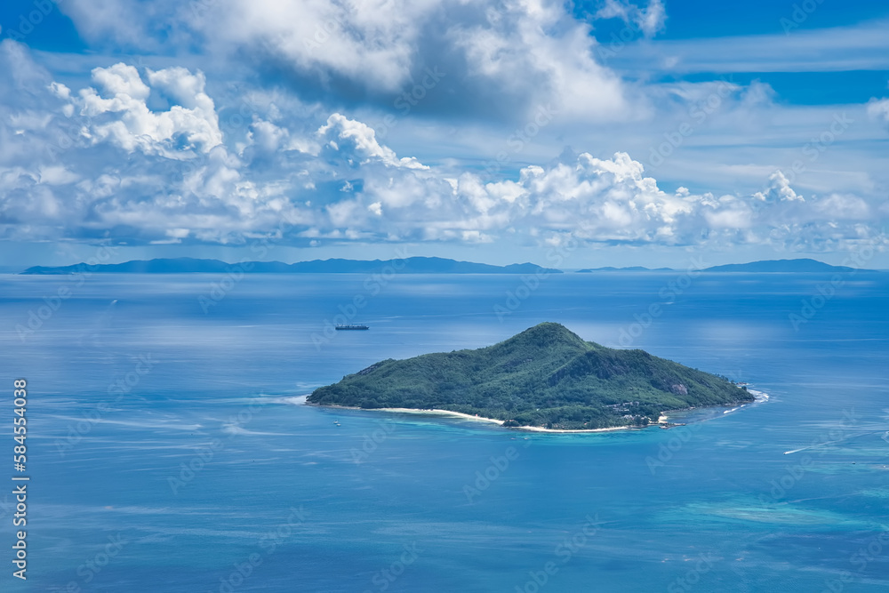 Copolia trail view of St anne, praslin and la digue, Mahe Seychelles Copolia trail view of St anne, praslin and la digue, Mahe Seychelles
