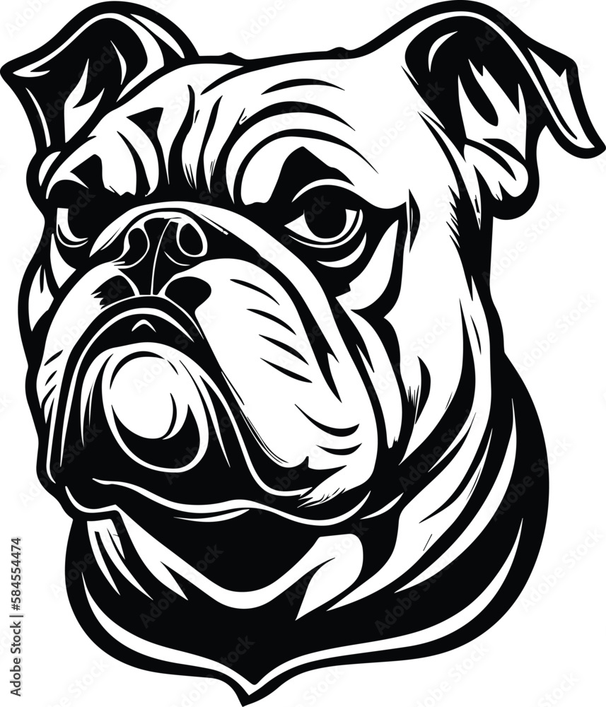 Bulldog Logo Monochrome Design Style
