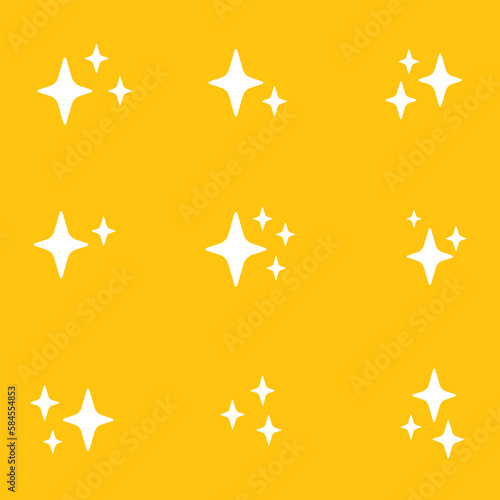 Sparkling blinks ornaments white spark emoji with yellow background