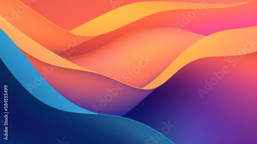 Abstract Paper Background With 3D Folded Soft Sunset Gradient Colors. Generative AI.