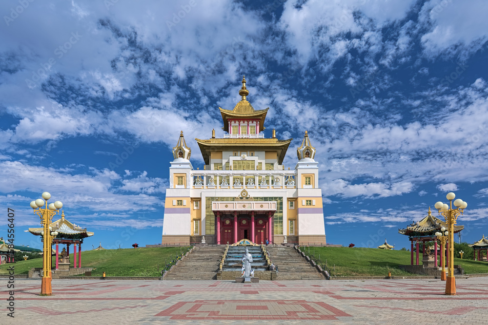 Elista, Russia. Burkhan Bakshin Altan Sume (The Golden Abode of the Buddha Shakyamuni), the main buddhist temple of Republic of Kalmykia.