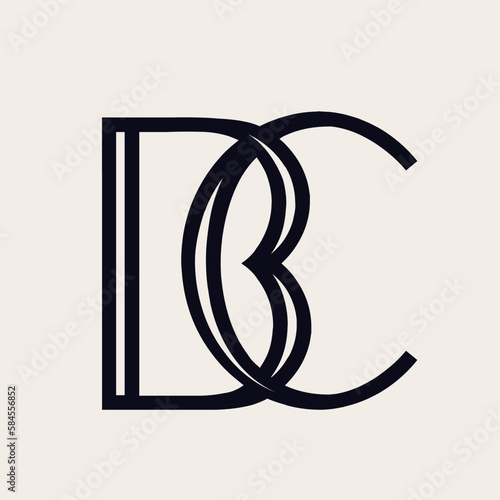 BC monogram logo signature icon. Intertwined alphabet initials. Abstract letter b, letter c. Lettering sign. Modern deco design, fashion, beauty spa, wedding style characters typography.