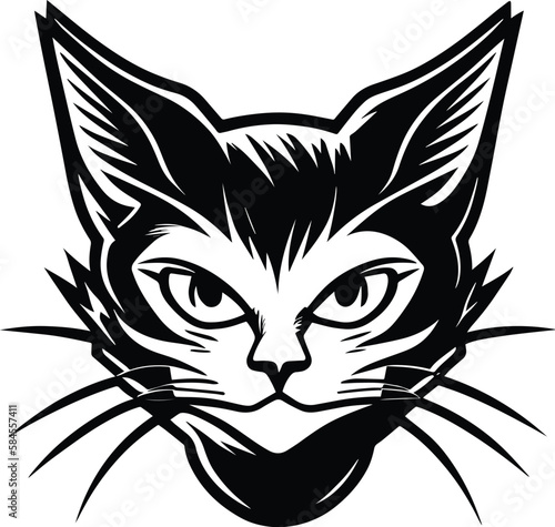Cat Logo Monochrome Design Style 