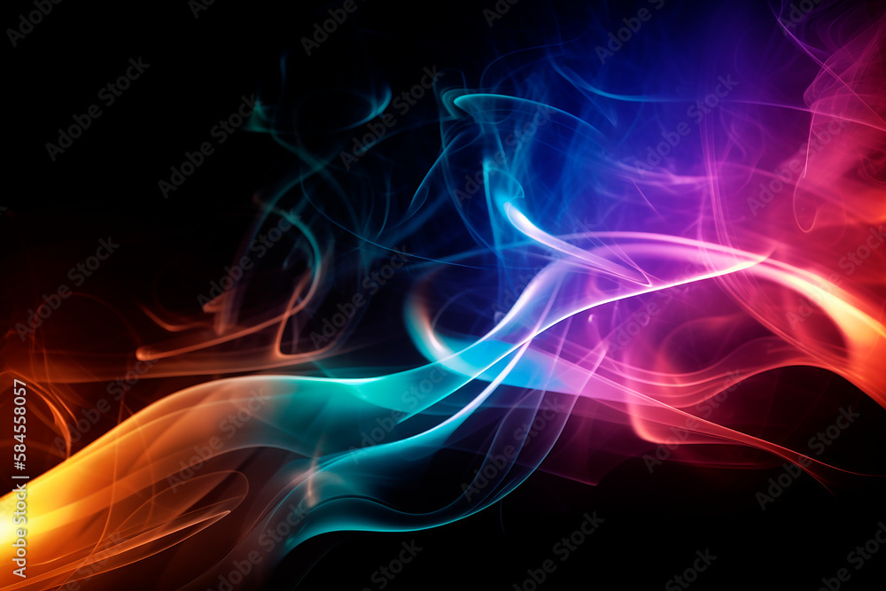 Obraz premium generative ai illustration of background, smoke, geometric, curves, light colors, shining, light