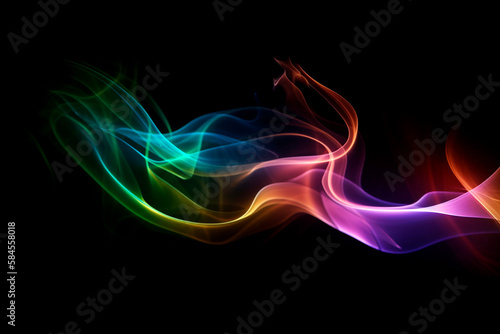 generative ai illustration of background, smoke, geometric, curves, light colors, shining, light