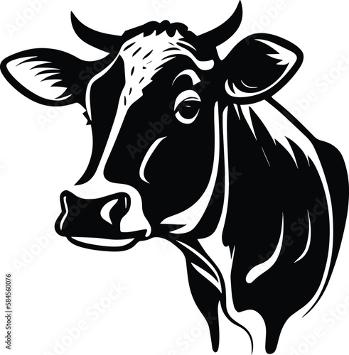 Cow Logo Monochrome Design Style 