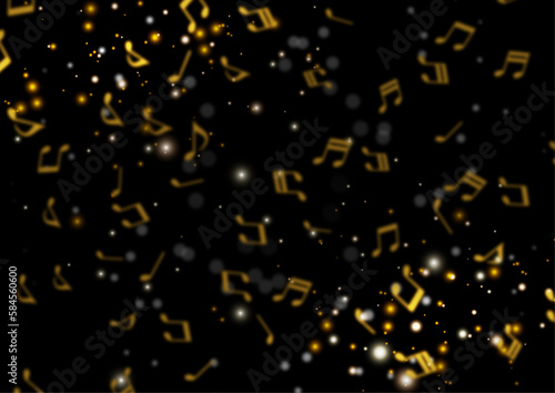 ゴールドの音符イメージ背景