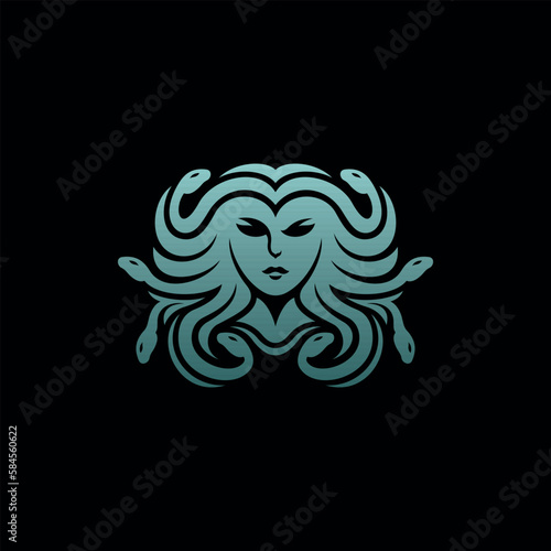 Woman medusa beauty creative logo design
