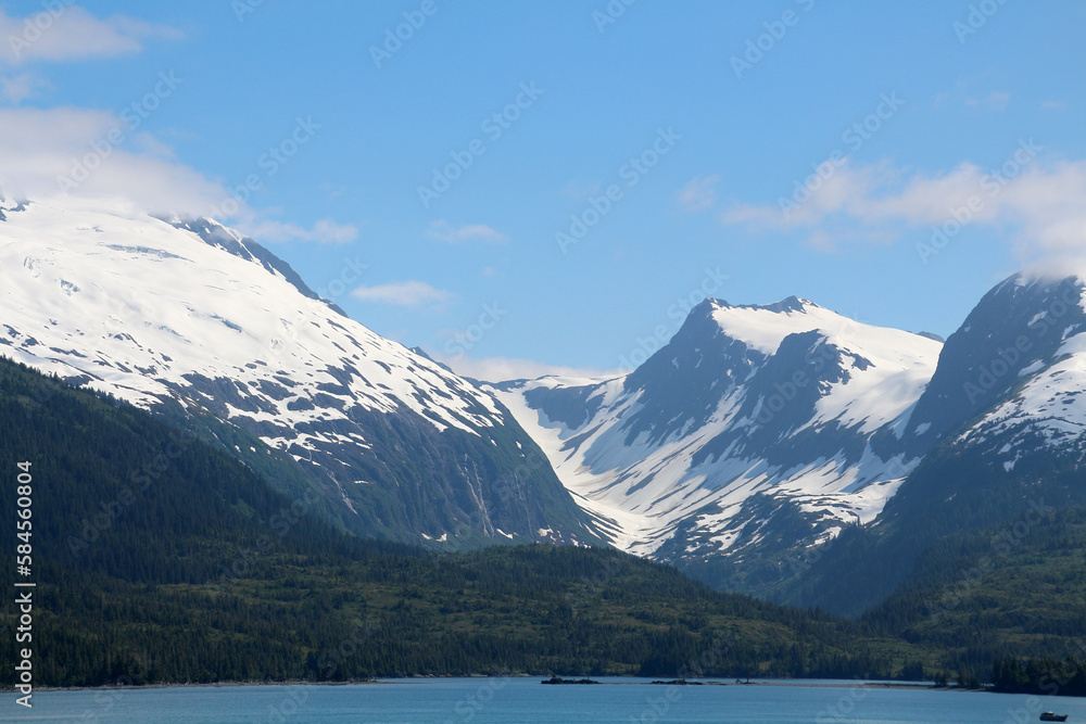 Alaska, mountain landscape in the Gulf of Alaska an arm of the Pacific Ocean in southern Alaska between the Alaska Peninsula and Kodiak Island