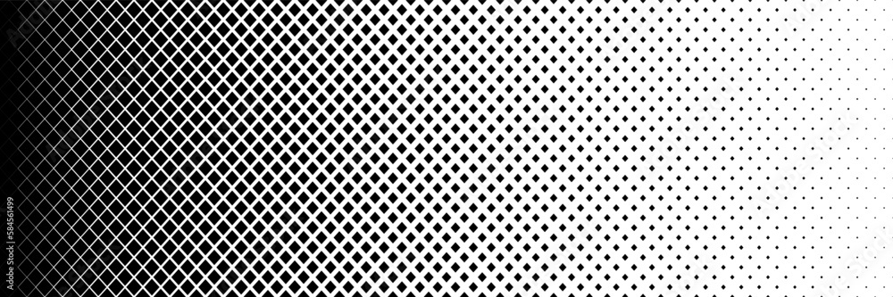 horizontal black halftone of diamond shape design for pattern and background. - obrazy, fototapety, plakaty 