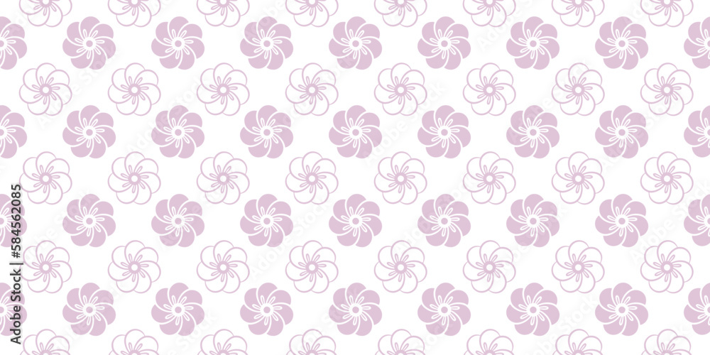 Pale pink vector seamless pattern with small flowers on a white background for textiles, wrapping paper, dishes, covers, backgrounds