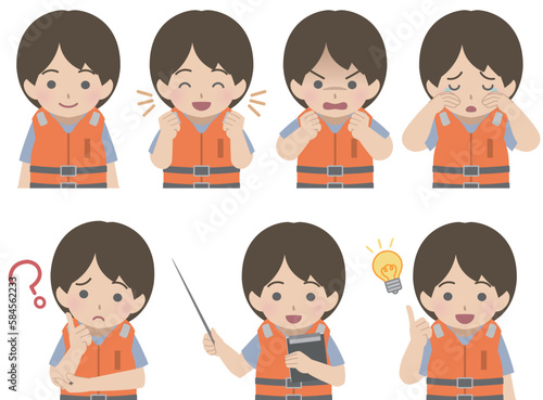 少年の表情セット　ライフジャケット