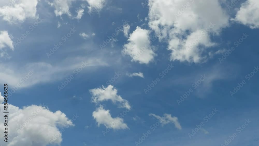 Sky time lapse of clouds with blue sky in sunny hot summer weather, natural fast motion big mass moving in horizon. Sky time lapse of clouds with blue sky in sunny hot summer weather, natural fast motion big mass moving in horizon.