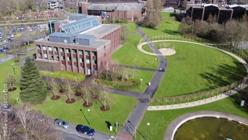 Aerial shot of the University of Limerick. County Limerick, Ireland. Shot taken by drone flying over the University Concert Hall. photo