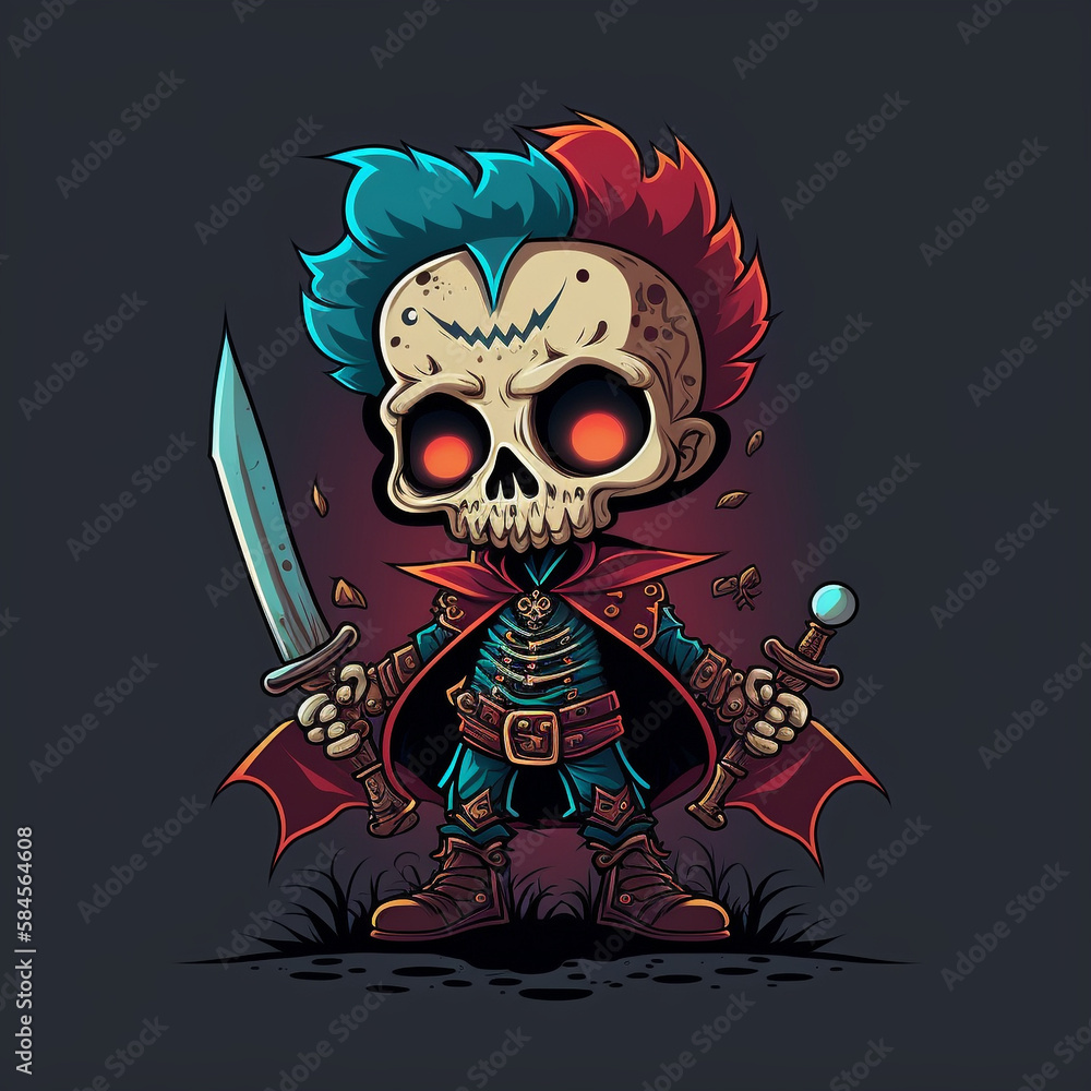 Halloween skull character, halloween character, T-shirt design. Halloween skull character, halloween character, T-shirt design.