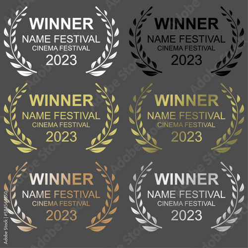 Set of labels and vintage awards cinema concept illustration vector