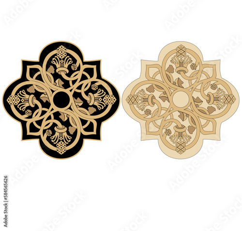 ANCIENT HERALDIC EMBLEM OF GOLD DECORATED IN BAROQUE STYLE DECORATIVE ELEGANCE LUXURY PATTERNS GOLD STOCK ILLUSTRATION