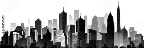 Wallpaper Mural cityscape, skyscrapers, skylines, transparent background png