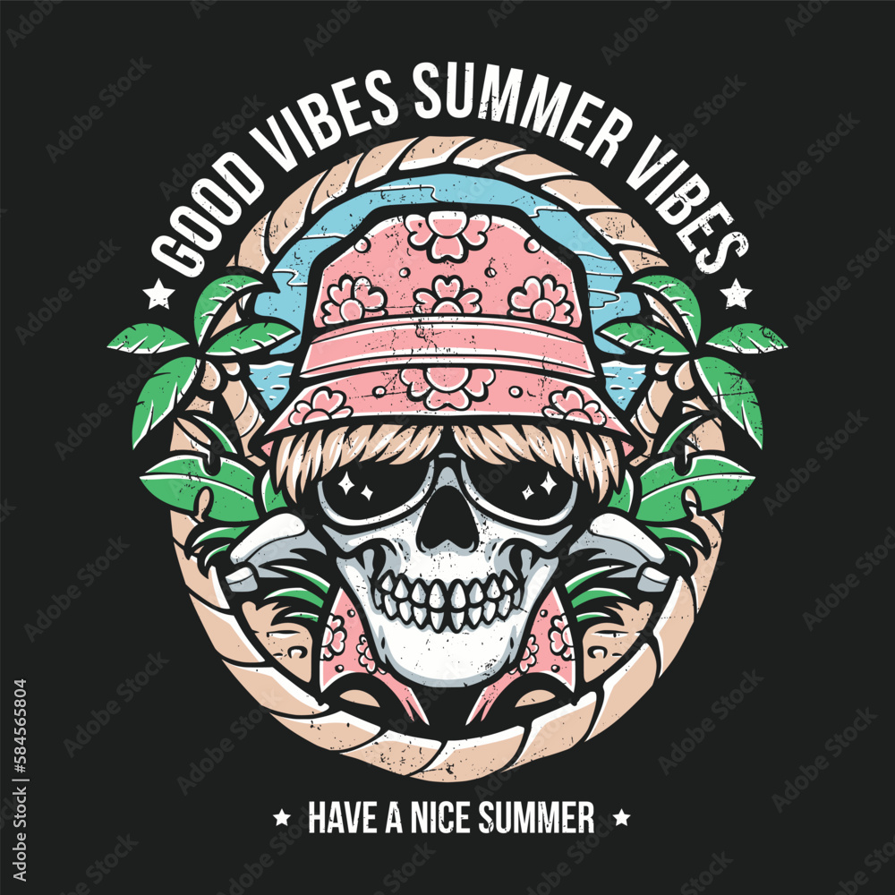 summer skull on beach wearing sunglasses summer skull on beach wearing sunglasses