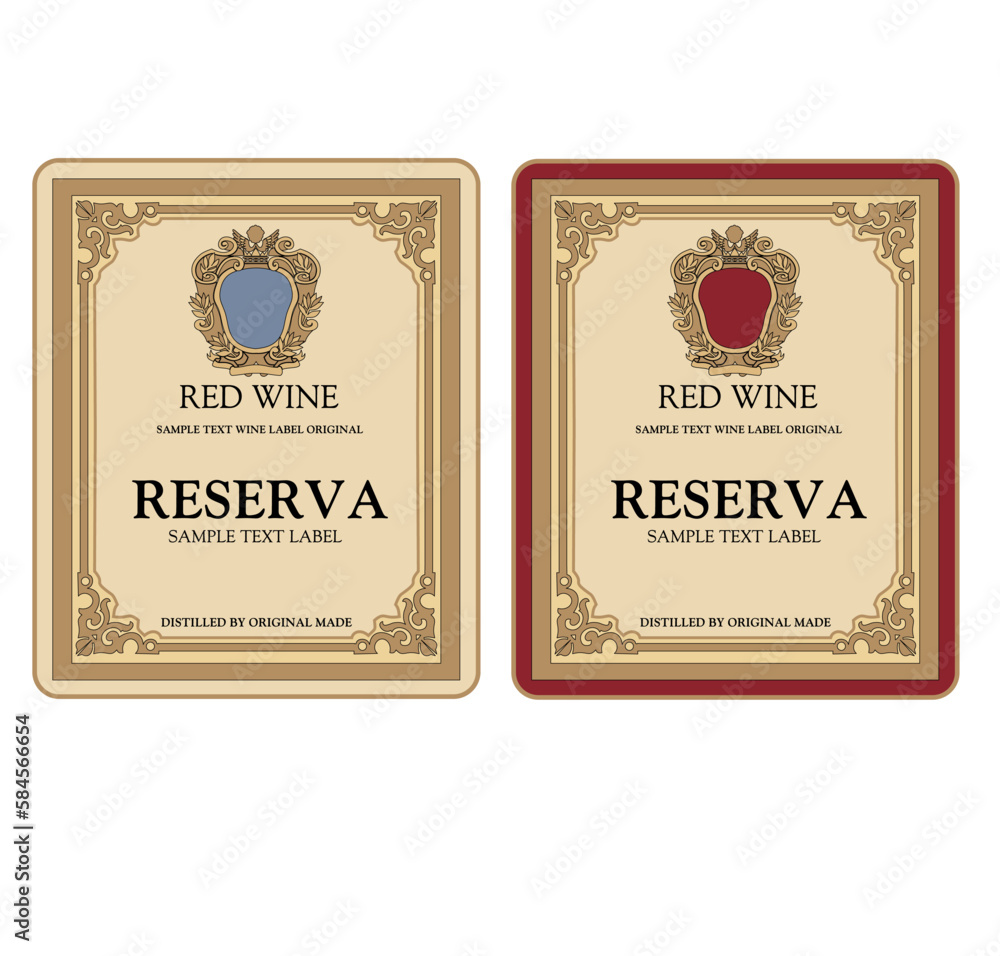 Wine Label Vintage frame border retro label hand drawn antique