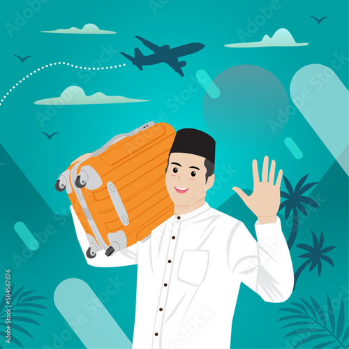Homecoming is a routine activity carried out by Indonesians. Usually those who live in cities will return to their hometowns. Vector illustration
