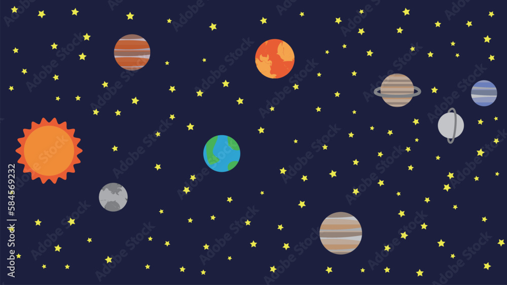 惑星と星の宇宙の背景のイラスト