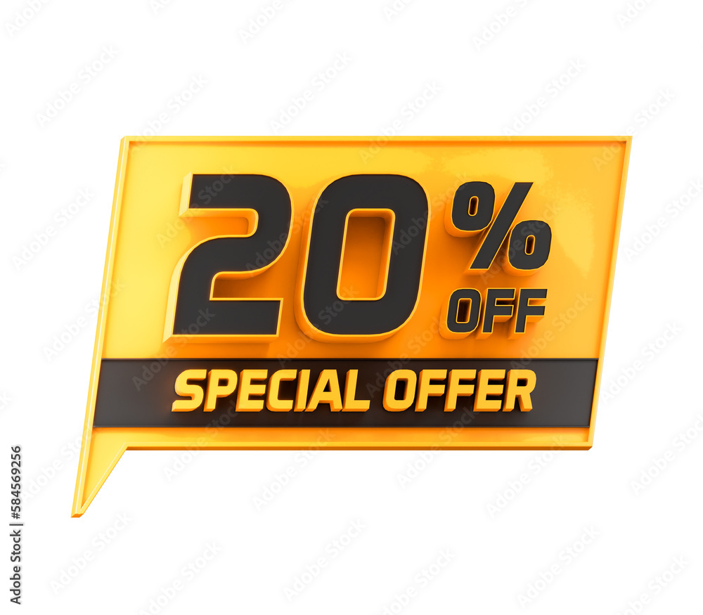 Special offer 20 percent off 3d promotion banner cutout