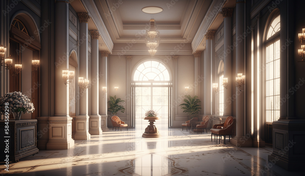 luxury hotel lobby. Generative AI